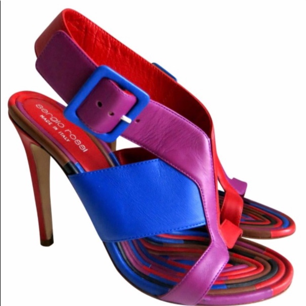 Sergio Rossi red blue stilettos